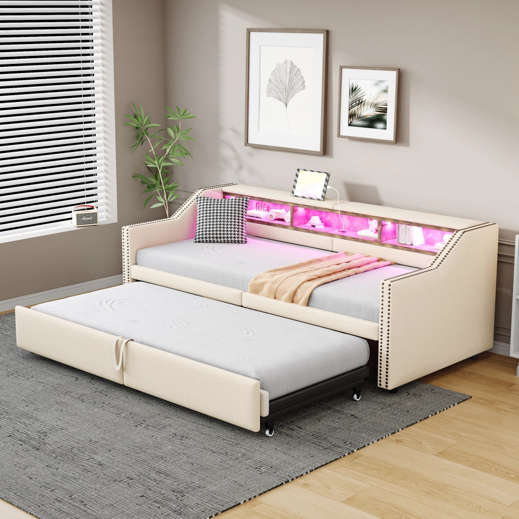 letto imbottito iuta beige 90 x 200 cm