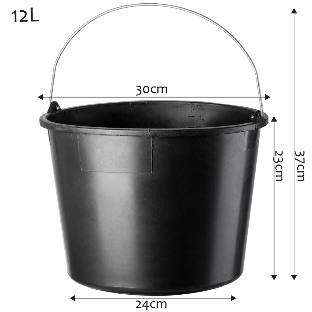 Secchio da costruzione KADAX da 12 litri, secchi in plastica resistenti per uso domestico e giardinaggio, confezione da 5 pezzi.