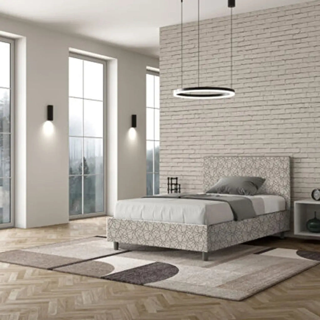 Letto una piazza e mezza contenitore imbottito 120x190 tessuto Era 2 grigio Adele
