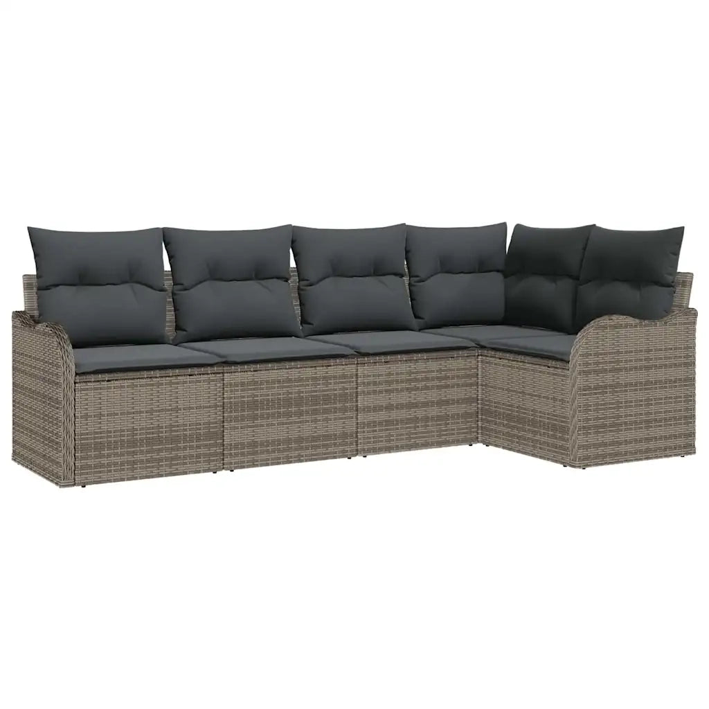 Set Divano da Giardino 5 pcs Grigio polyrattan