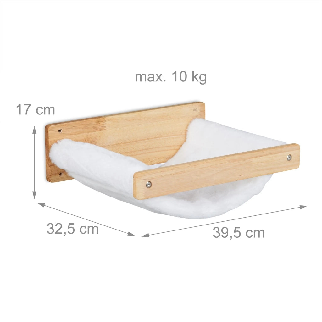 Amaca per gatti da parete comoda superficie di sdraio peluche 60 x 30 x 15 cm in legno beige 13_0016848