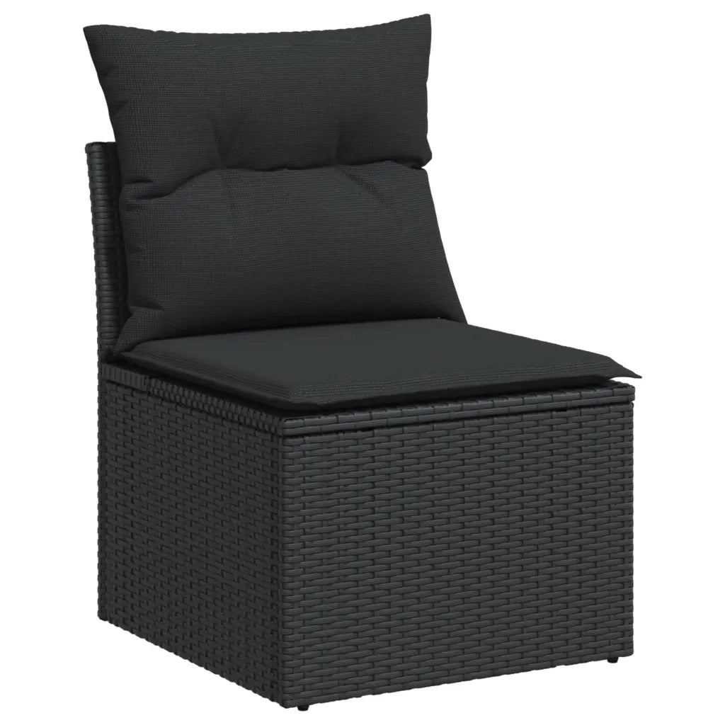 Set Divani da Giardino 10pz con Cuscini in Polyrattan Nero 3219445