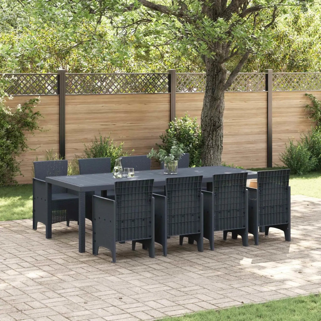 Set da Pranzo per Giardino 9 pcs Antracite Polipropilene