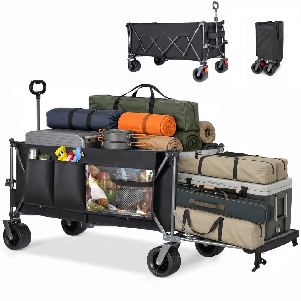 Carrello pieghevole con sponda estensibile, nero/grigio