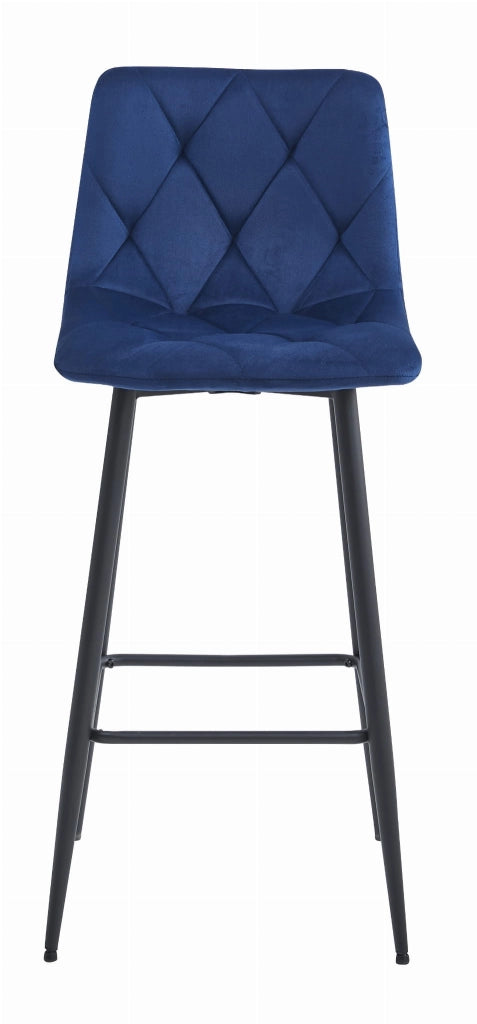 Valora KODA SGABELLO Blu Navy Velluto Gambe Nere x4