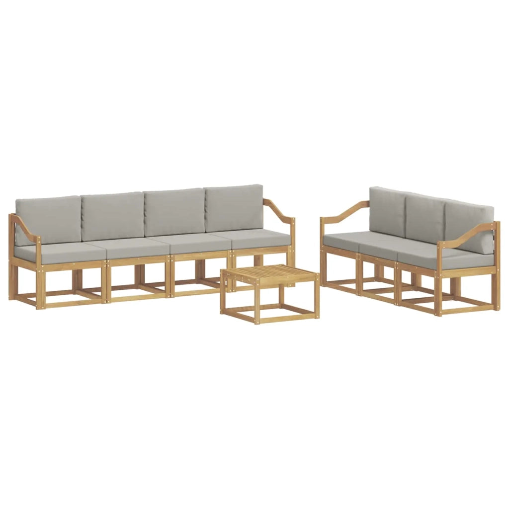 Set di divani da esterno 8 pz Bianco e Grigio Chiaro Poliestere 3387365