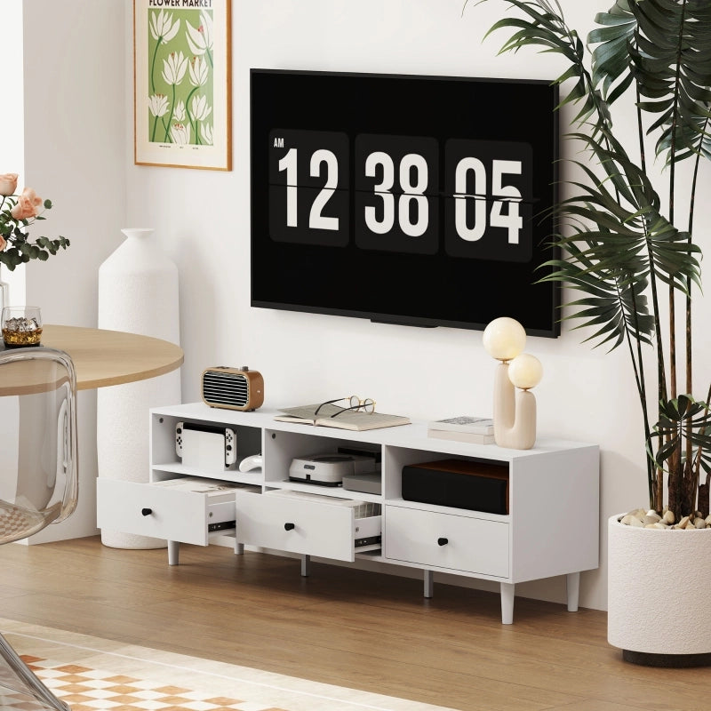 Mobile porta TV bianco 140 cm con 3 cassetti