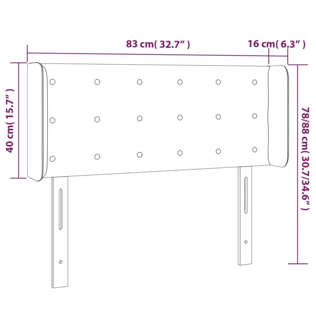 Testiera | Testata a LED Nera 83x16x78/88 cm in Velluto