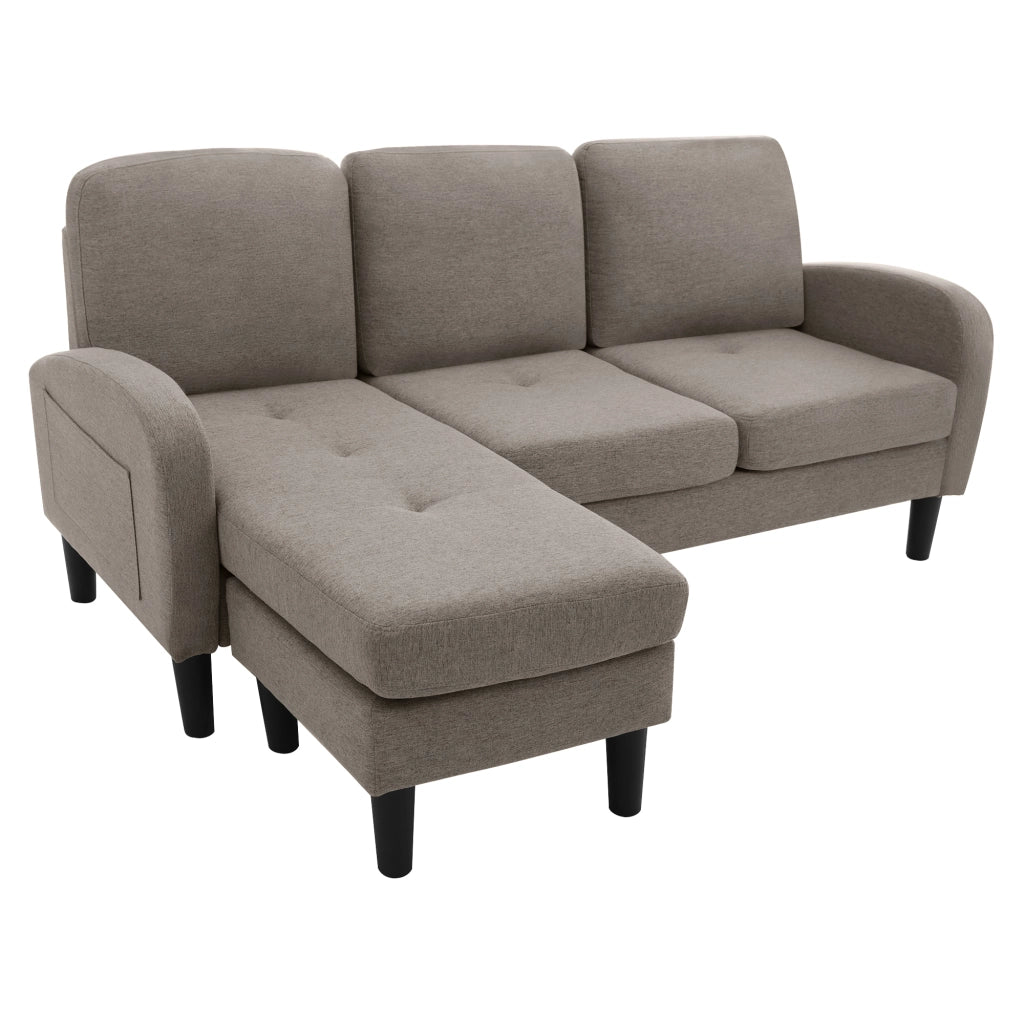 Divano Angolare con Chaise Longue 3 Posti ¨C MINIMAL ¨C Tessuto Cotone, 166x118x77 cm