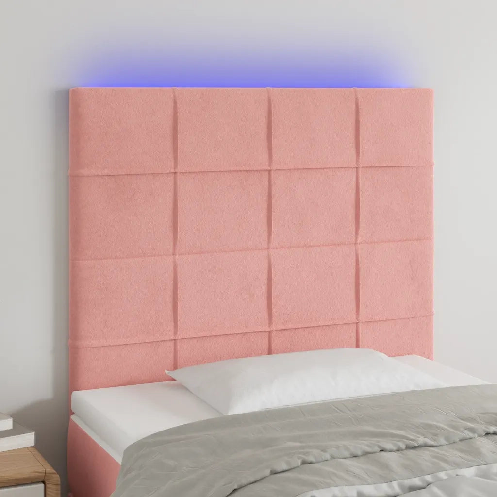 Testiera | Testata a LED Rosa 100x5x118/128 cm in Velluto