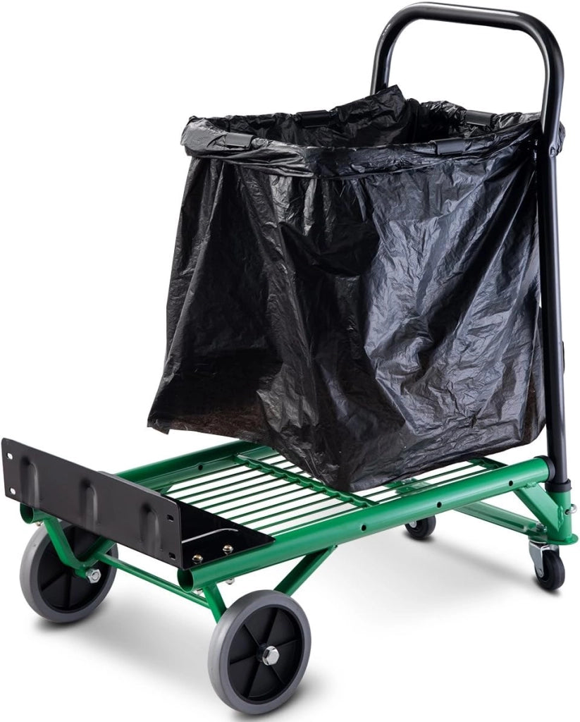 Carrello Per Trasporto Pieghevole, 2 in 1, Portapacchi Carrello per Trasporto di Sacchi in Acciaio, Altezza Regolabile, Capacità di Carico Fino a 90 kg