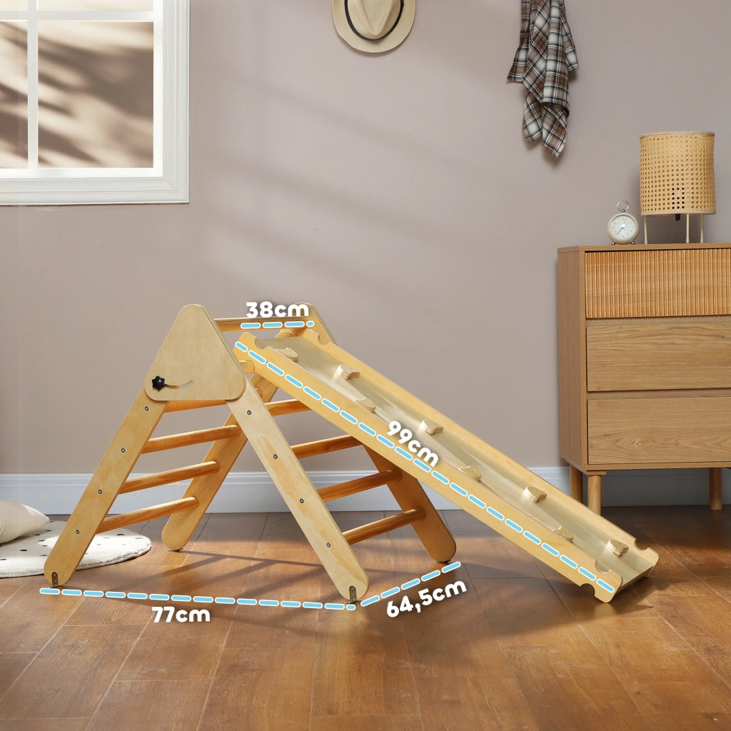Triangolo rampicante 3 in 1 in legno naturale con scivolo per bambini 18-48 mesi ¨C Xylo ¨C 50 kg