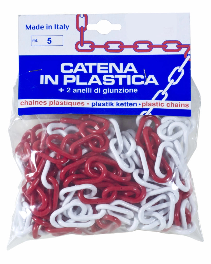 PL CATENA PLASTICA BIANCO ROSSO D 6 MM DA 5 M- 1,0 pz