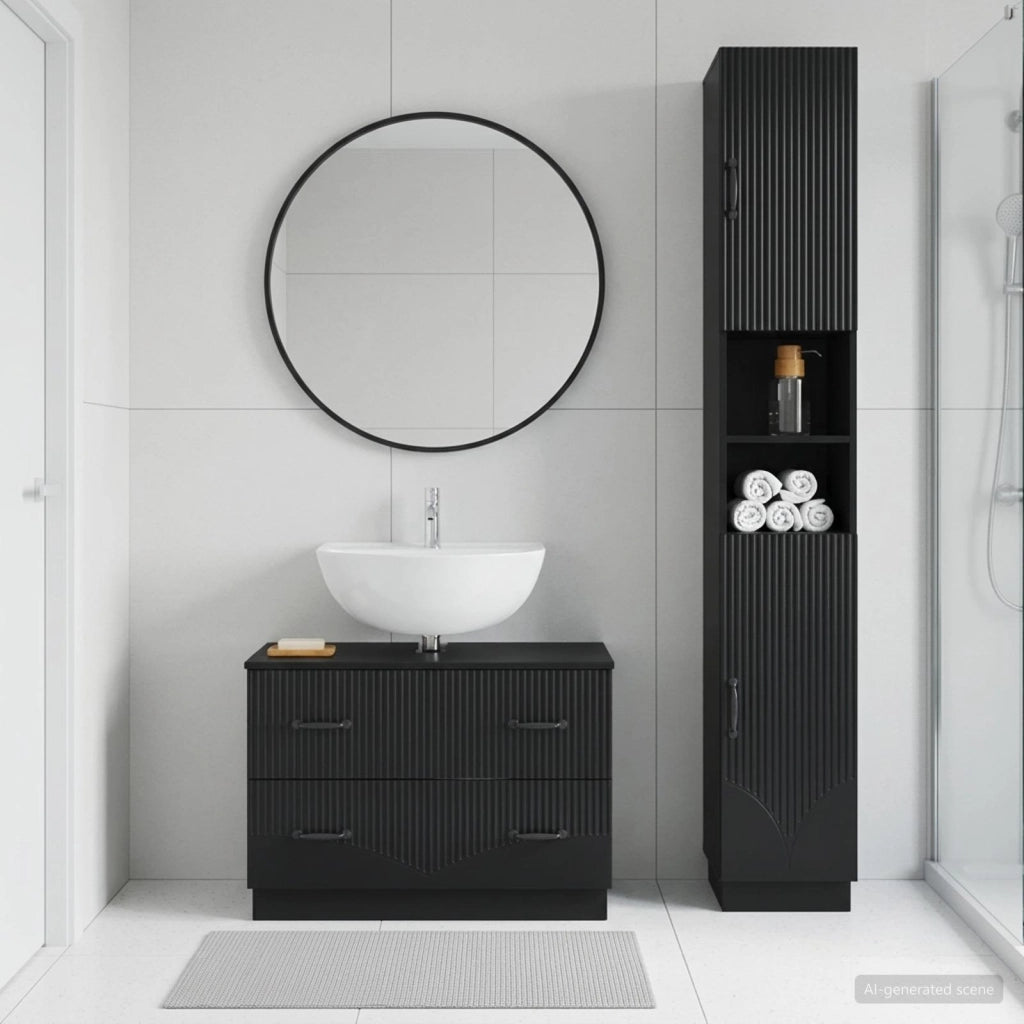Set di Armadi da Bagno da 2 Pezzi HOORN Nero 3417550