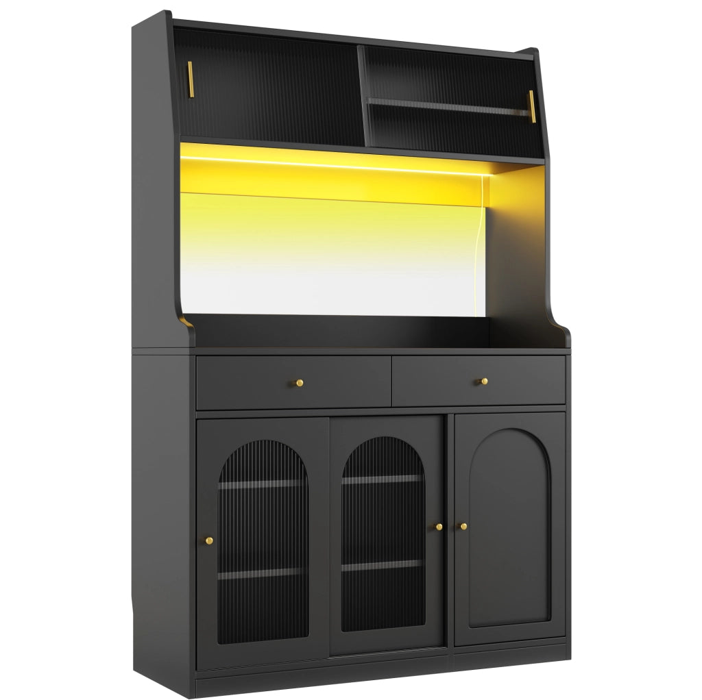 ARMADIO ALTO 120x40x180 cm Nero con LED e 2 cassetti