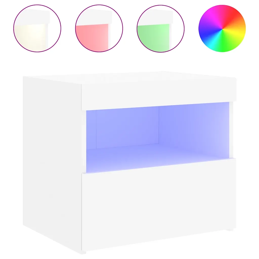 Comodino con Luci LED Bianco 50x40x45 cm 836763