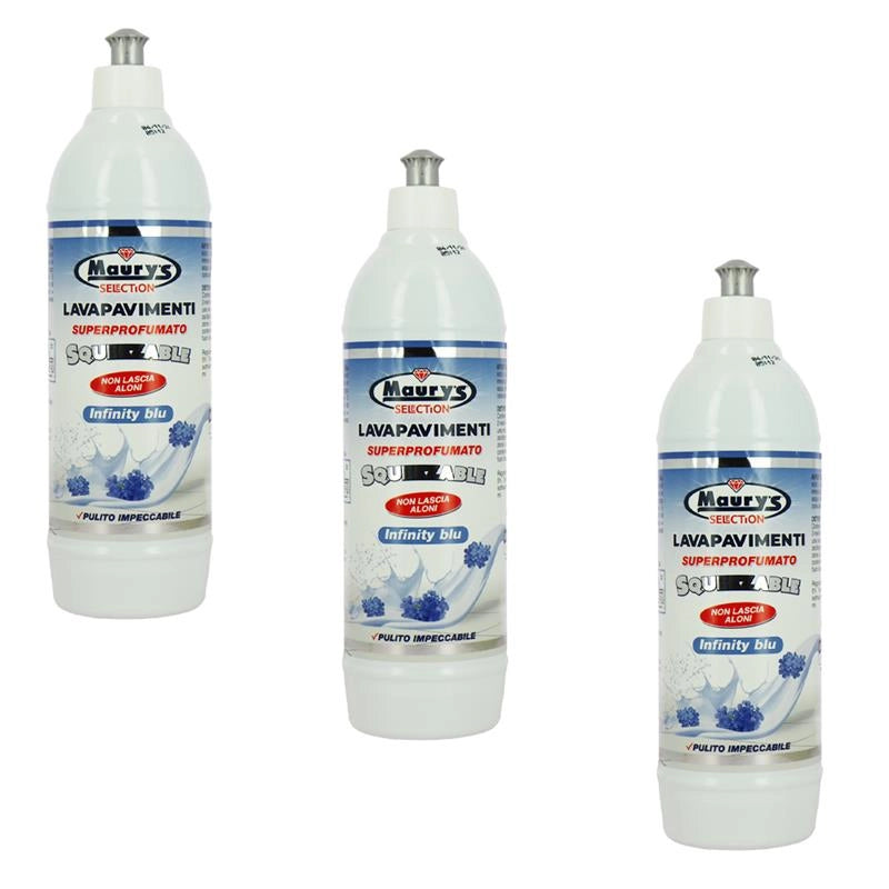 MAURY'S LAVAPAVIMENTI SUPERPROFUMATO SQUEEZABLE 750ML, SET 3PZ INFINITY BLU
