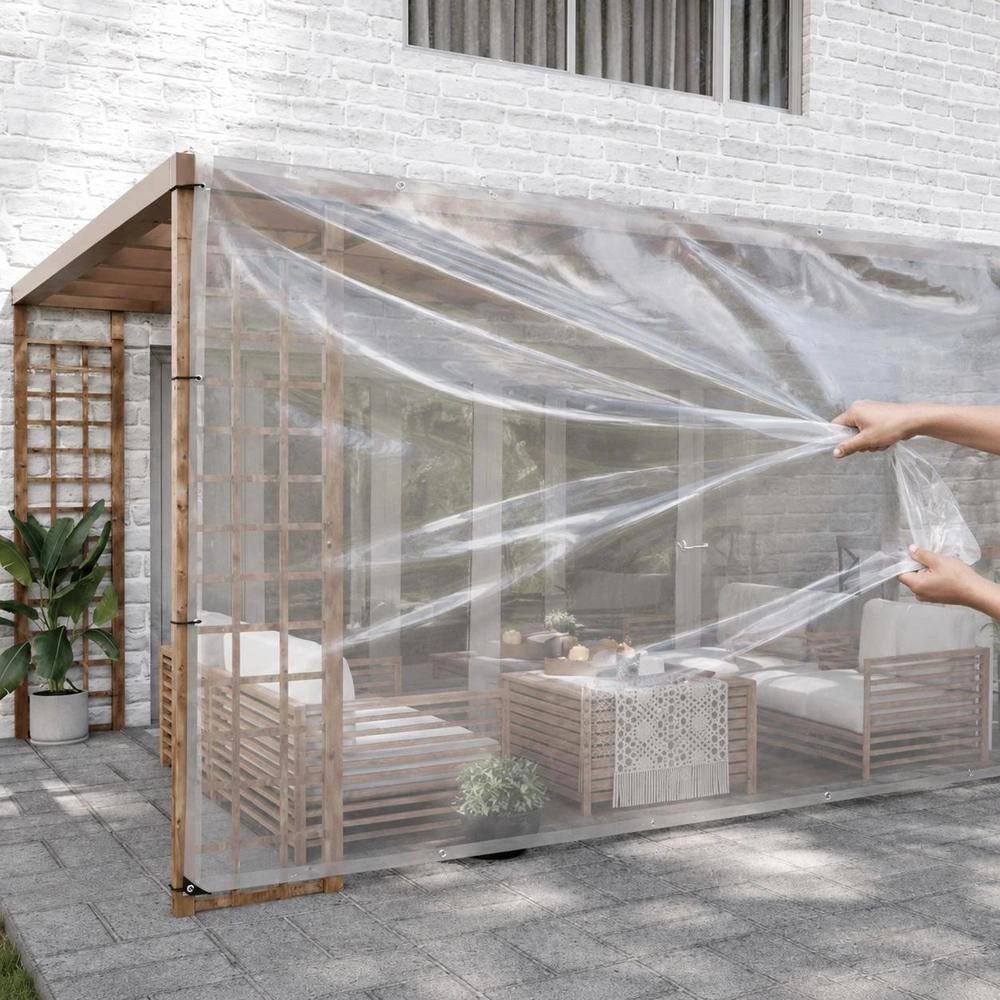 Telo trasparente con occhielli, 5x10 m, in polietilene, versatile e resistente, ideale per esterni, giardino e balcone