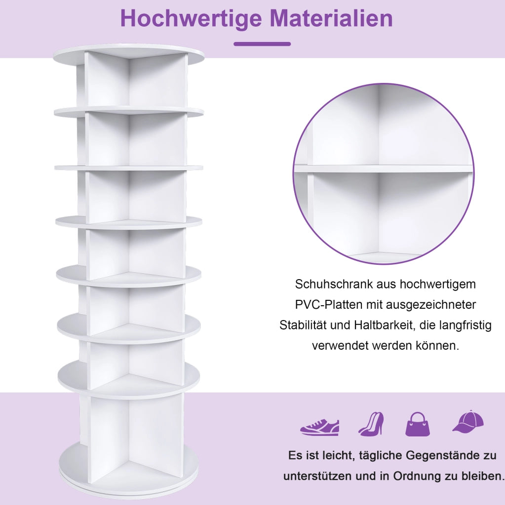 SCARPIERA girevole a 7 livelli 65x65x21.5 cm PVC bianco