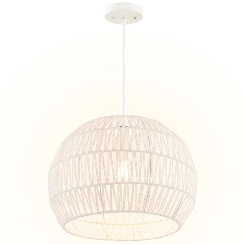 Lampadario a sospensione in bambù regolabile 44 x 33 cm atmosfera accogliente regolabile in altezza in carta beige 20_0020060