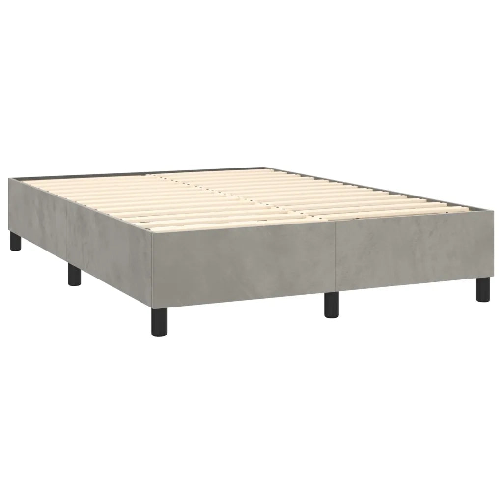 Letto a Molle Materasso e LED Grigio Chiaro 140x190 cm Velluto 3139559