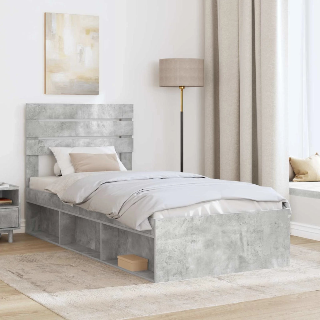 Letto singolo | Letto per adulti | Struttura del letto Grigio Concret¨¨ 75 x 190 cm Pino massello