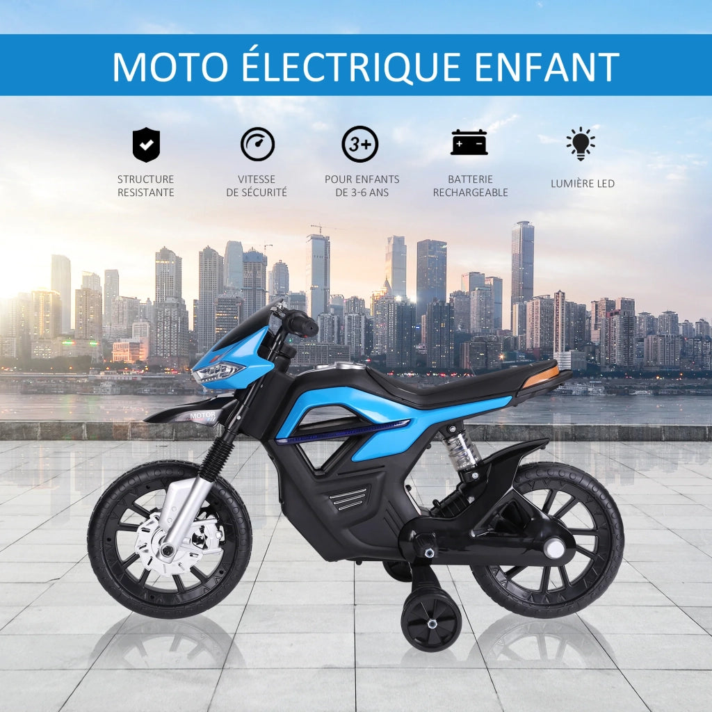 Moto elettrica per bambini 3-6 anni 105 x 52 x 62 cm autonomia 45 min sicura con faro LED e musica design in PP blu 21_0000443