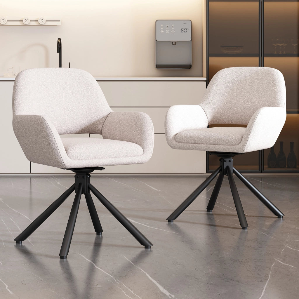 SEDIA Girevole con Braccioli Set da 6 pezzi Sherpa Bianco