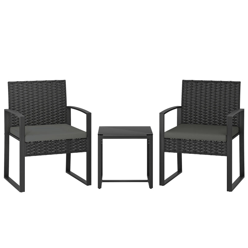 SET Salotto da esterno per 2 con 2 poltrone e tavolino, grigio scuro