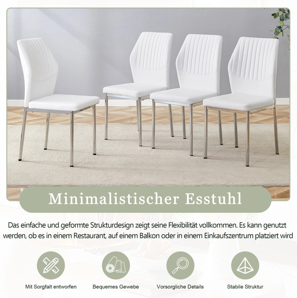 SEDIA da pranzo 93 cm PU bianco/argento Set da 4 pezzi