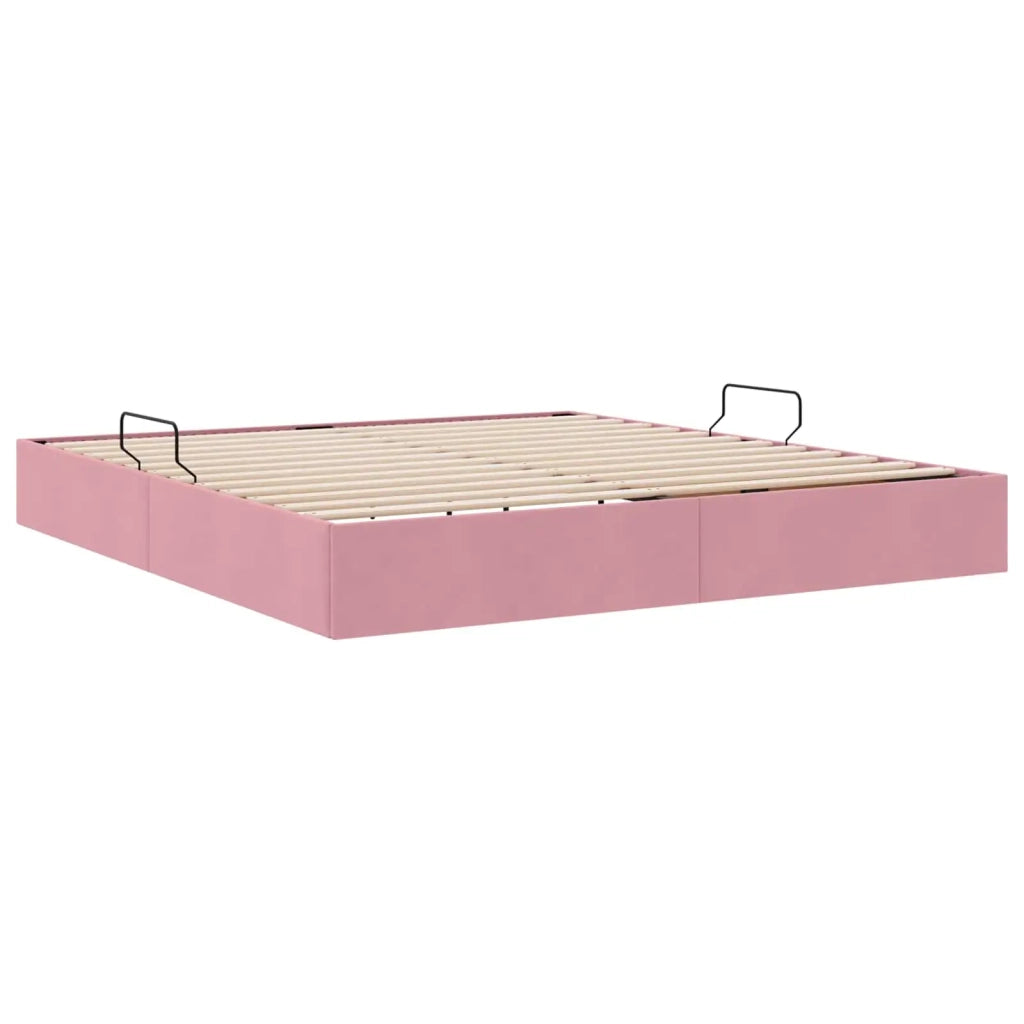 Letto ottomano con archiviazione Rosa 180 x 200 cm Velluto 3442903