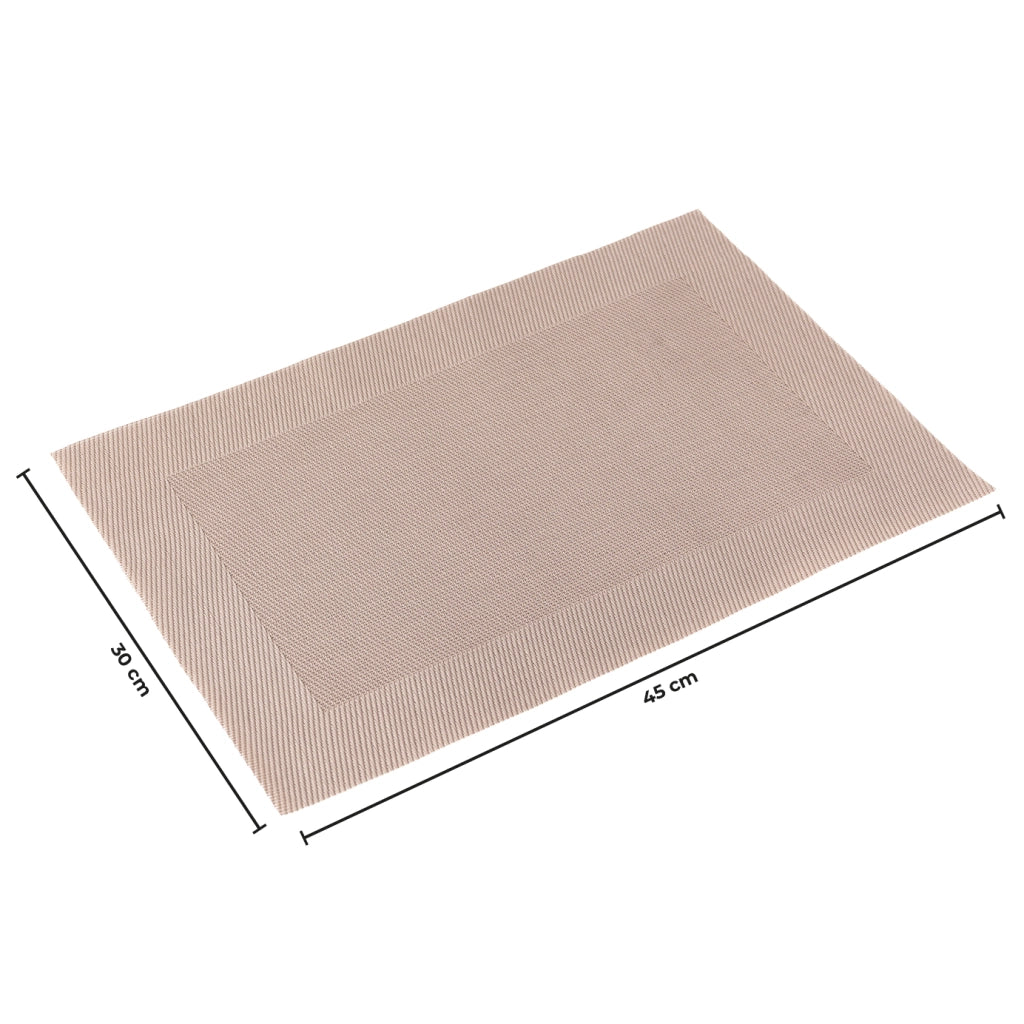 Set 4 Tovagliette Americane 45x30 cm in PVC Intrecciato, Lavabili e Riutilizzabili, Sottopiatto Rettangolare per Tavola Cucina e Sala da Pranzo  Tortora