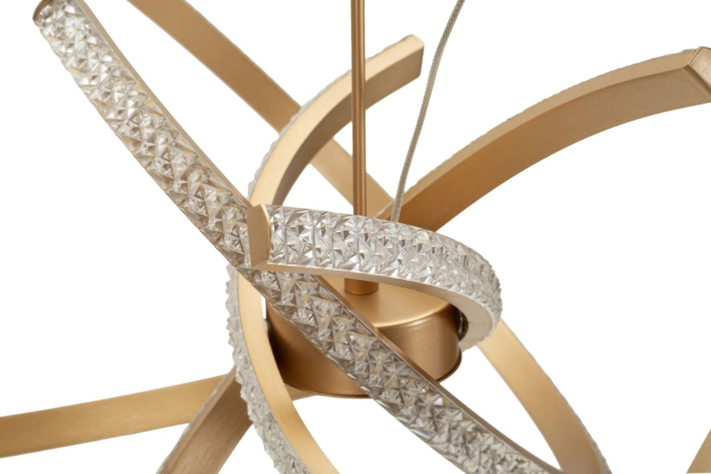 Lampadario LED Celtic Ø62x120 cm in Alluminio e Ferro e PVC Oro e Bianco