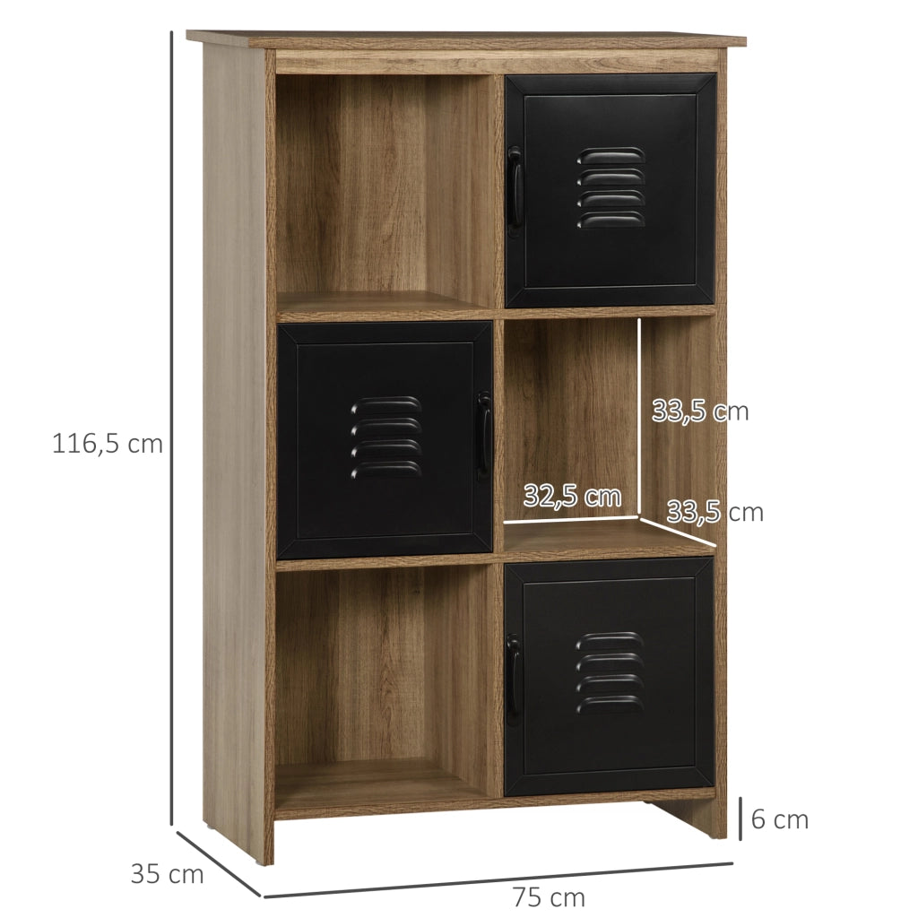 Libreria industriale 3 ripiani 3 ante ¨C Xylo ¨C legno e metallo nero