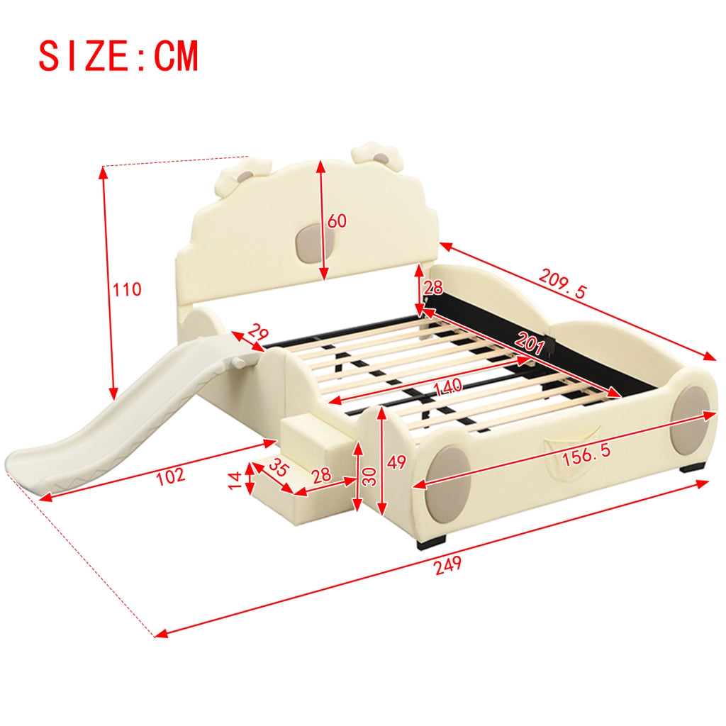 letto per bambini in pu beige 140 x 200 cm