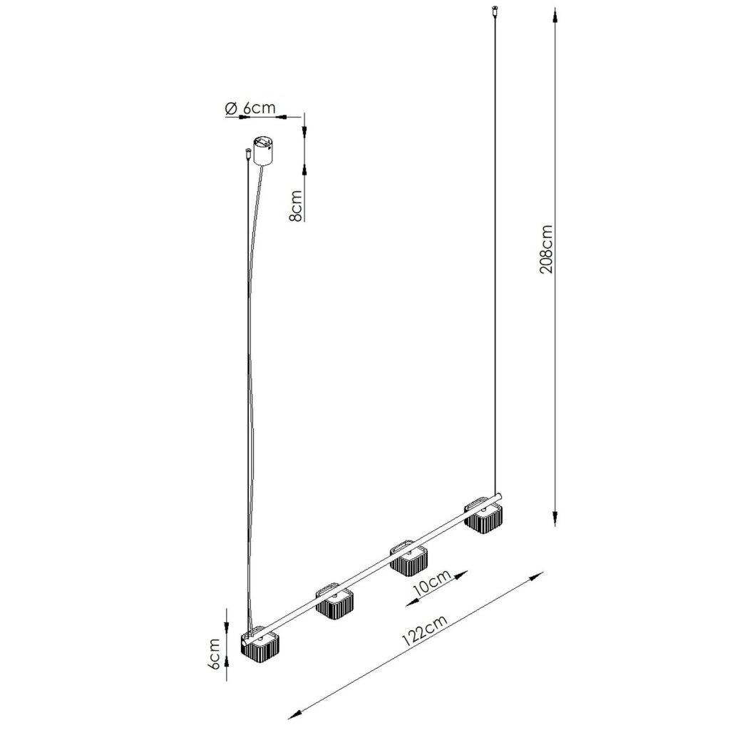 Lampadario RIFF 4 azzurro Gx53