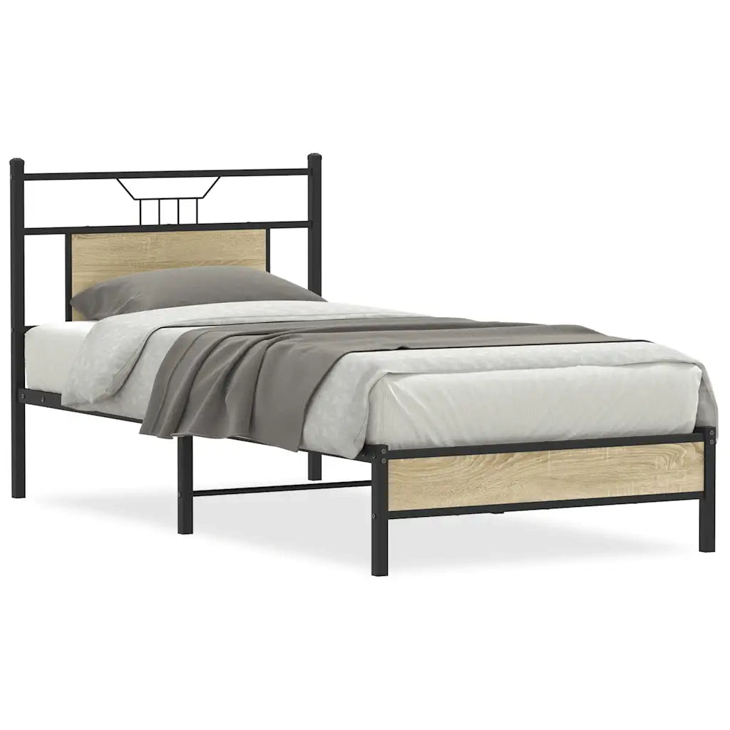 Letto singolo | Letto per adulti | Giroletto senza Materasso Rovere Sonoma 75x190 cm in Truciolato