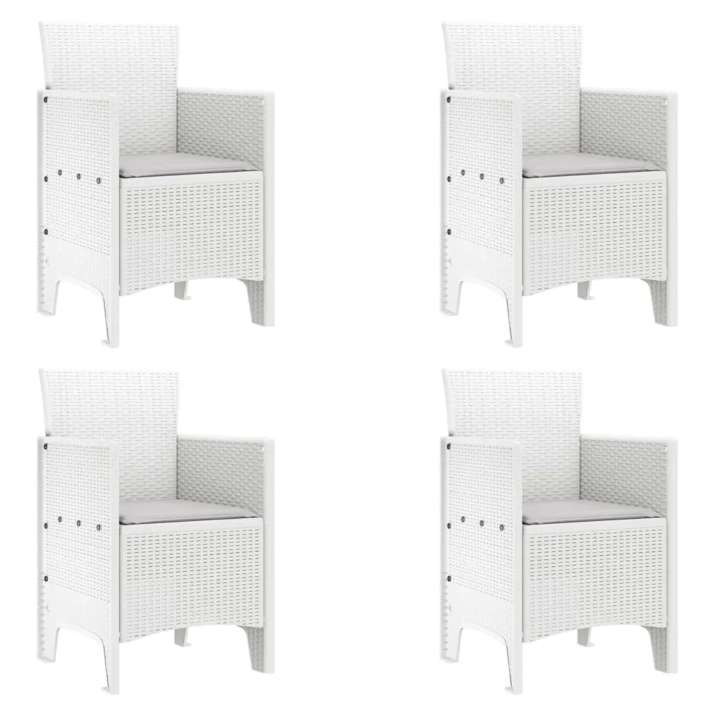 Set da Pranzo per Giardino 5 pcs Bianco Rattan Polt