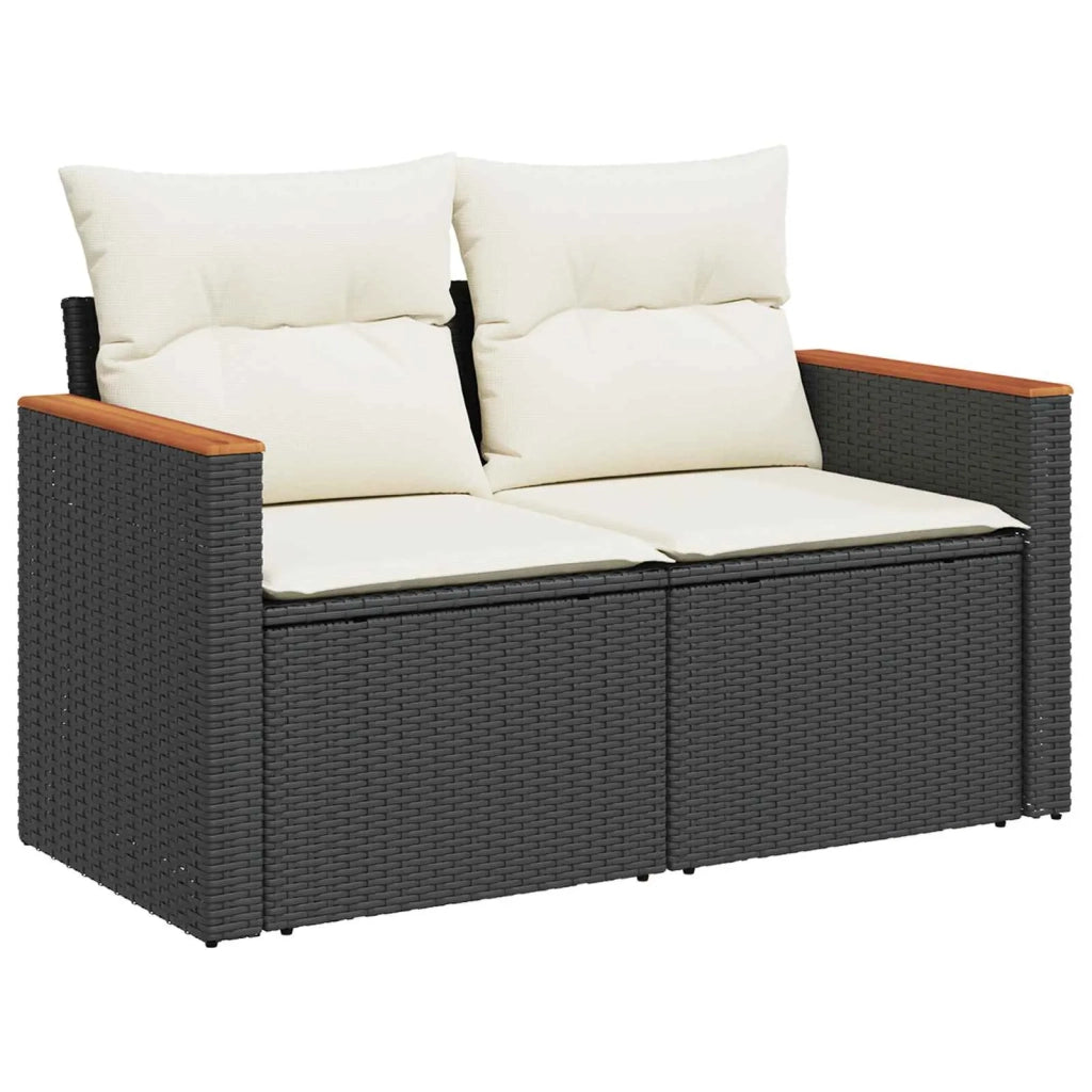 Set di divani 6 pz Nero e Bianco Crema 3447608