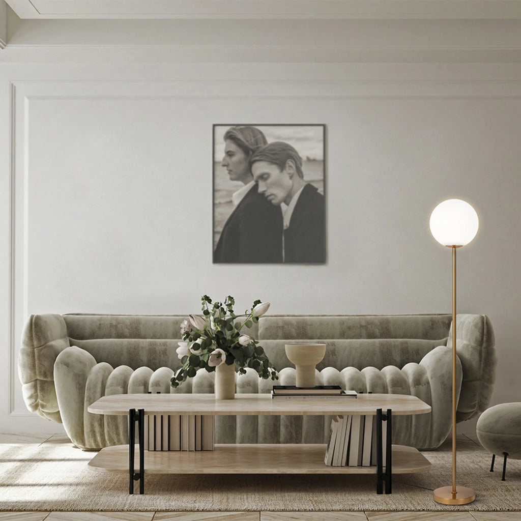 Piantana Contemporanea Ring Metallo Ottone 1 Luce Diffusore Bianco