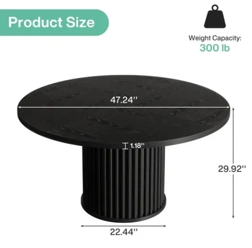 TAVOLO ROTONDO 120 cm Nero in Legno, da 6 Posti
