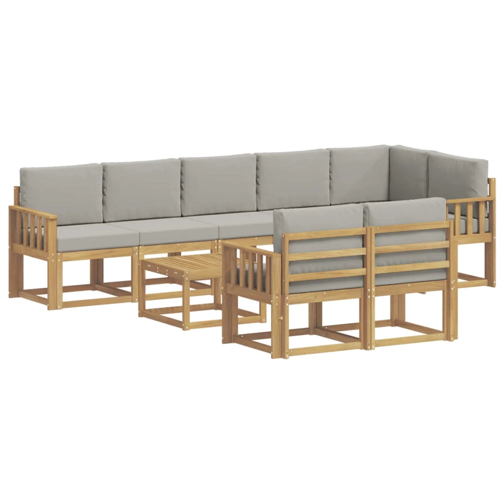 Set di divani da esterno 9 pz Bianco e Grigio Chiaro 3387835