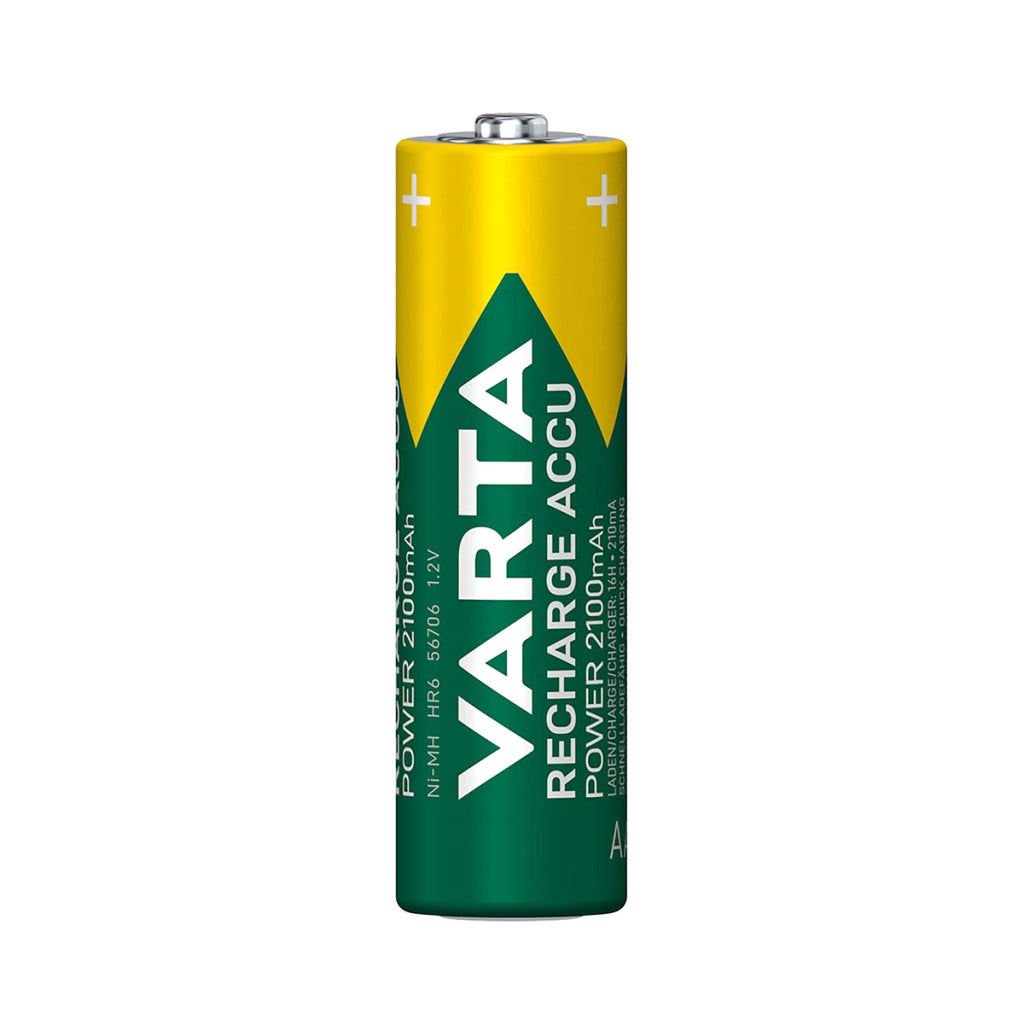 Confezione da 4 Batterie AA Ricaricabili da 1.2 V 2100 mAh con Tecnologia NiMH Verde Varta