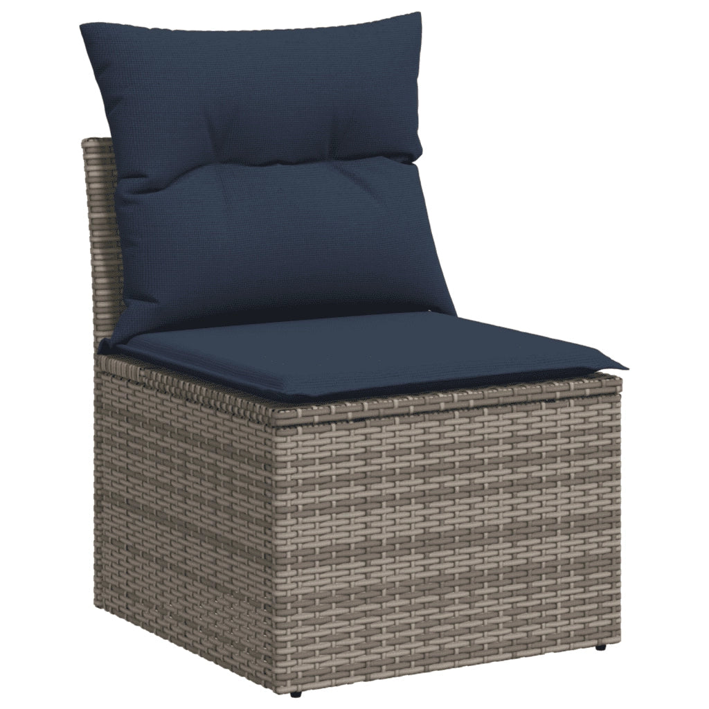 Set Divani da Giardino 9 pz con Cuscini Grigio in Polyrattan 3269361