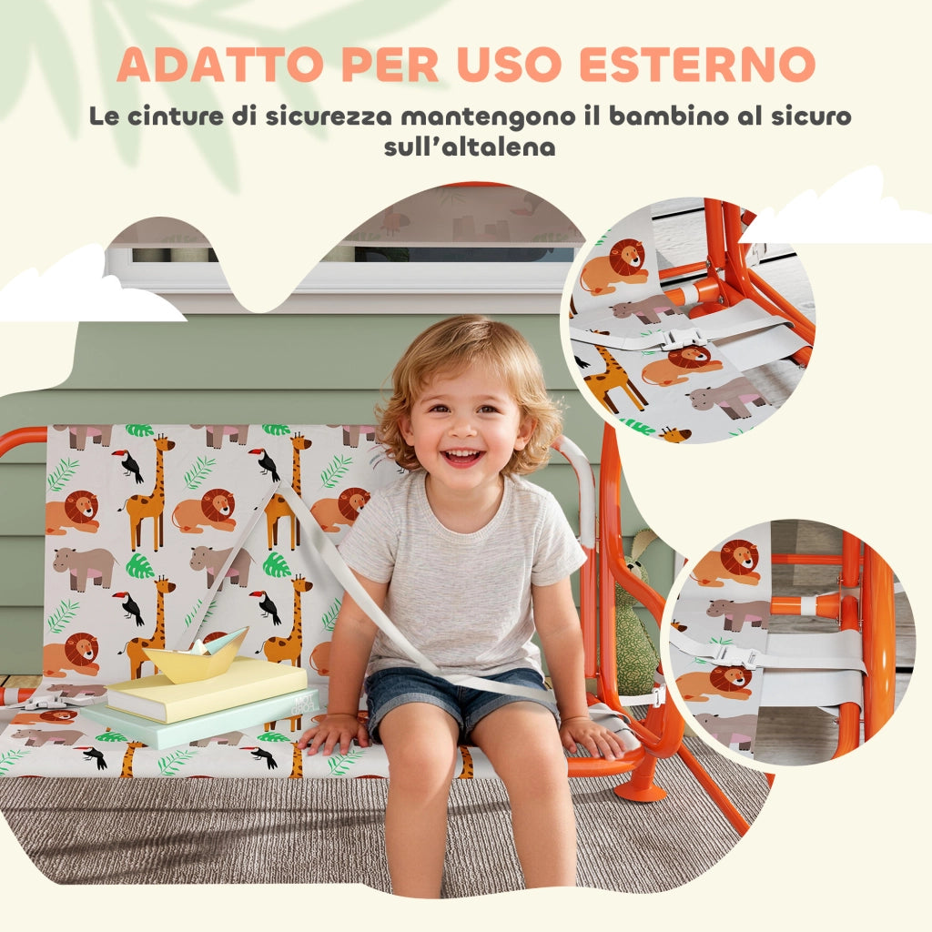 Dondolo per Bambini 2 Posti ¨C zephmum ¨C Arancione 112x75x120cm
