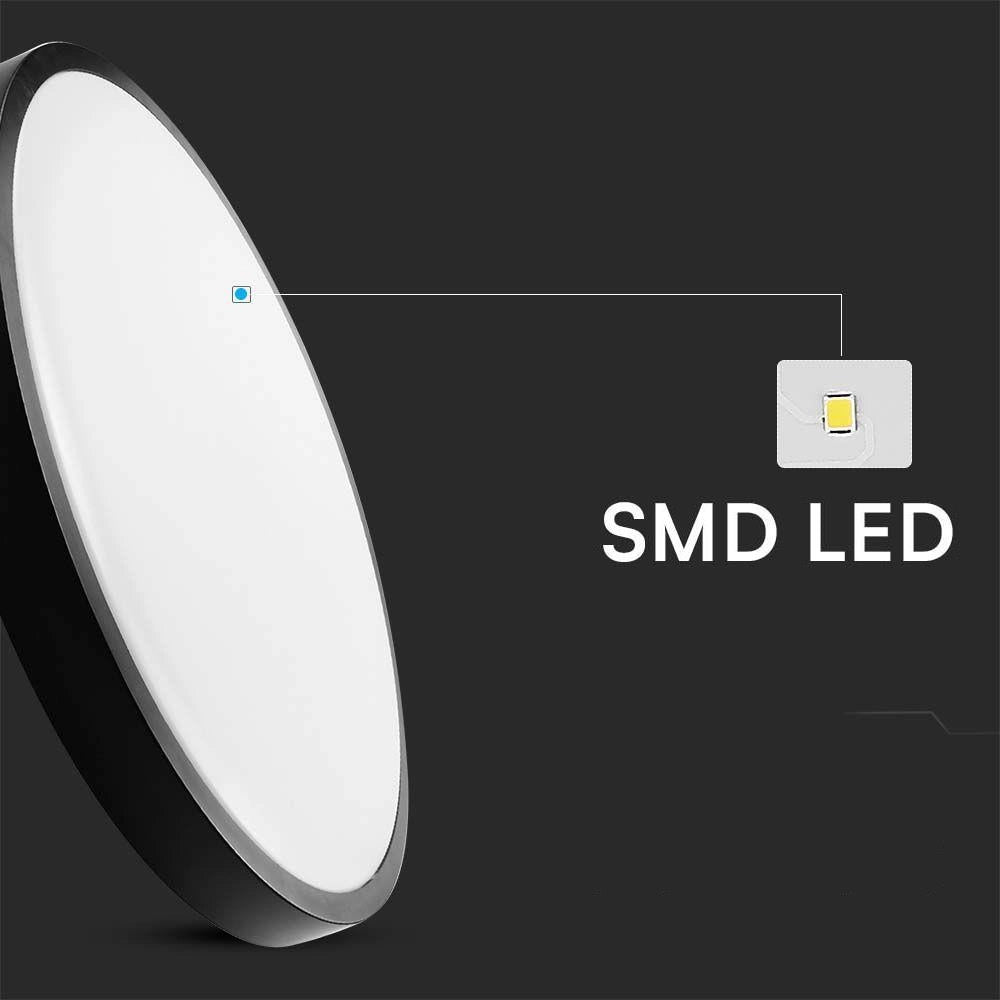 Plafoniera LED V-TAC 18W 25cm Nera IP44 3000K 1830lm