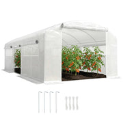 Serra Tunnel 6x3x2 m ¨C Minimal ¨C 3 Porte a Rullo, 6 Finestre a Rete, Struttura in Acciaio Zincato Bianco
