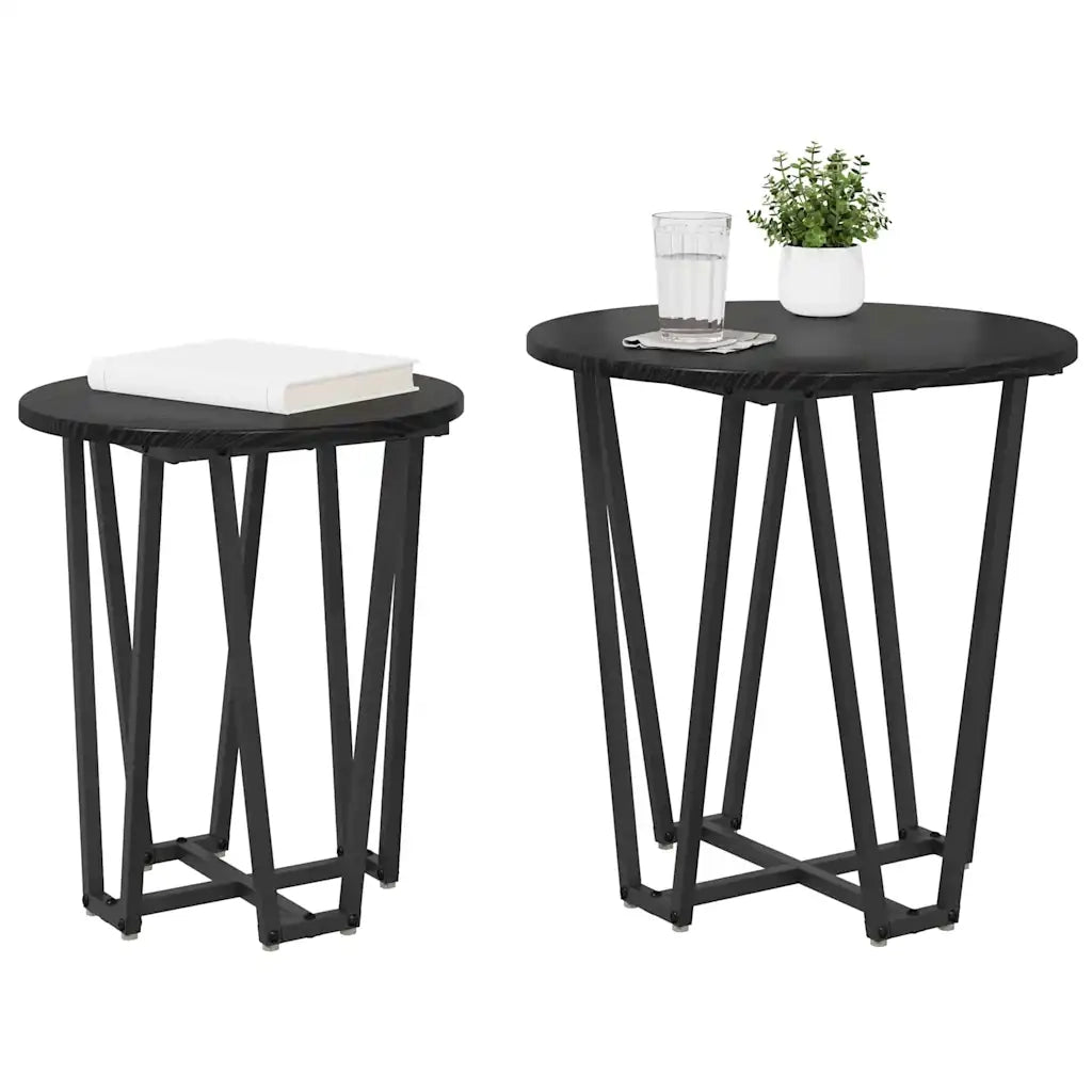 Set tavolini 2 pz | Tavolo laterale Rovere Nero