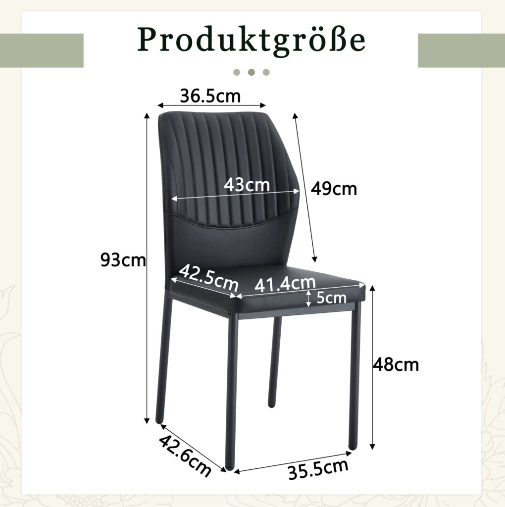 SEDIA da pranzo Set da 4 pezzi 93 cm Nero PU e metallo