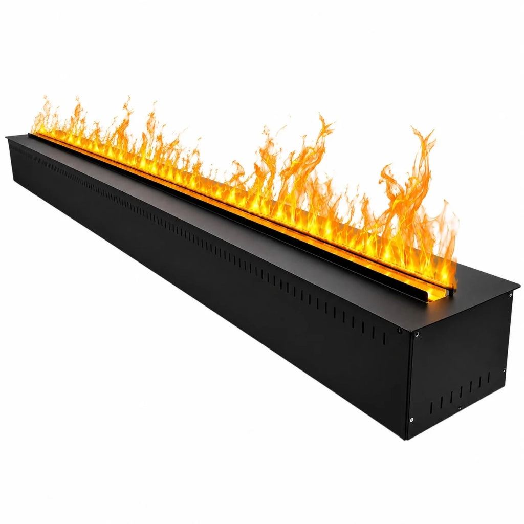 Vapor 125 - Inserto Camino Decorativo ad Acqua Senza Calore 125x17,8x22,7 cm con Effetto Fiamma a LED 3D Nero